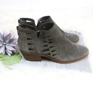 Vince Camuto 9 1/2 Grey Suede Cut Out Peera Bootie